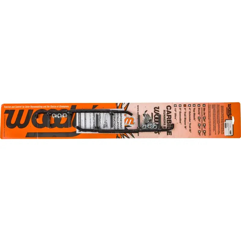 Packaged TYV4-6590 6-inch black carbide runners for snowmobiles with trail blazer round design