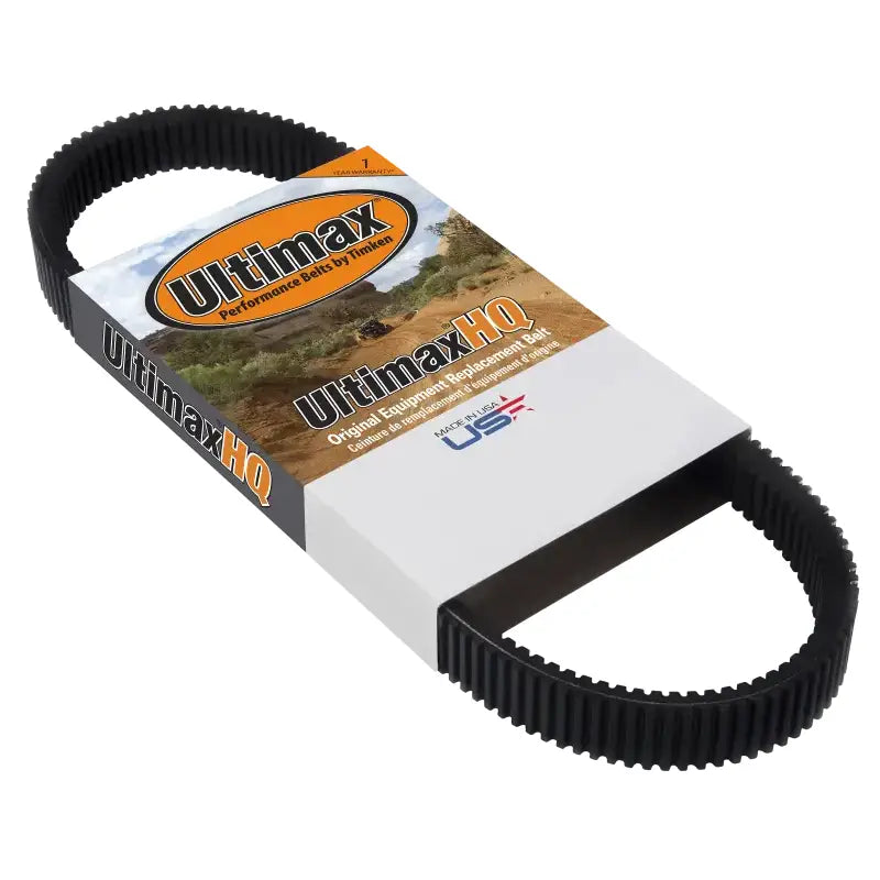 Black rubber drive belt with packaging for UA497 Ultimax UA Drive Belt product