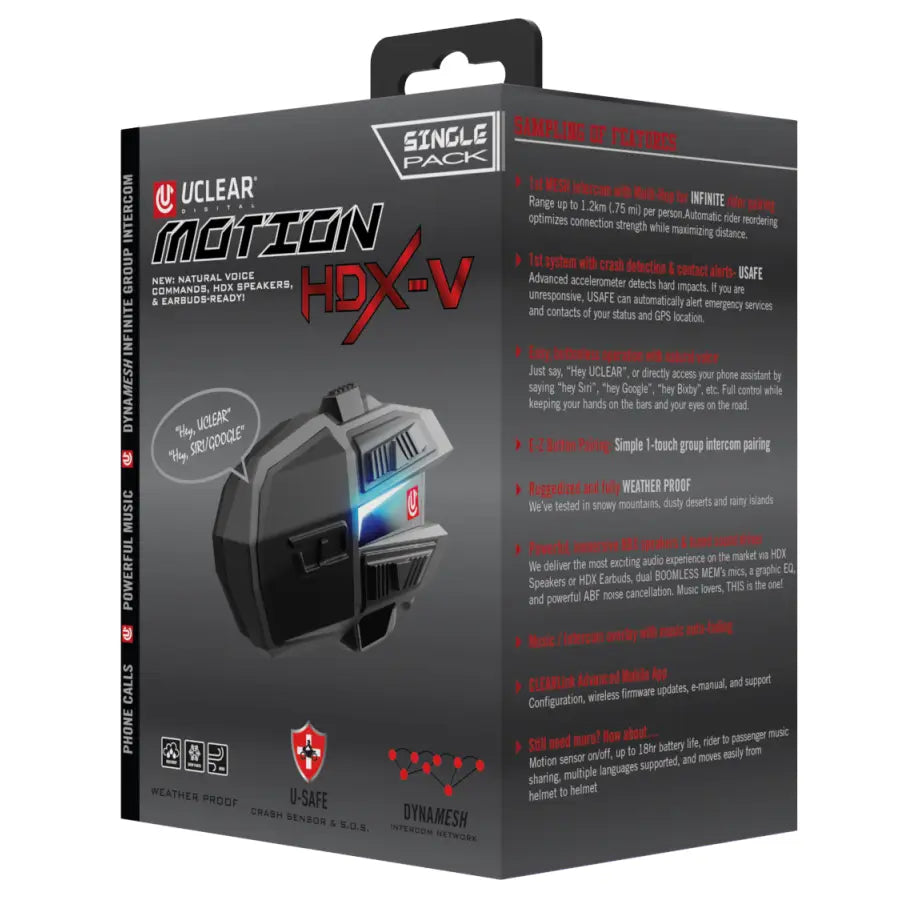 Uclear HDX-V Helmet Audio Kit Audio/Visual/Communication 180512 - Motion HDX-V Single Single