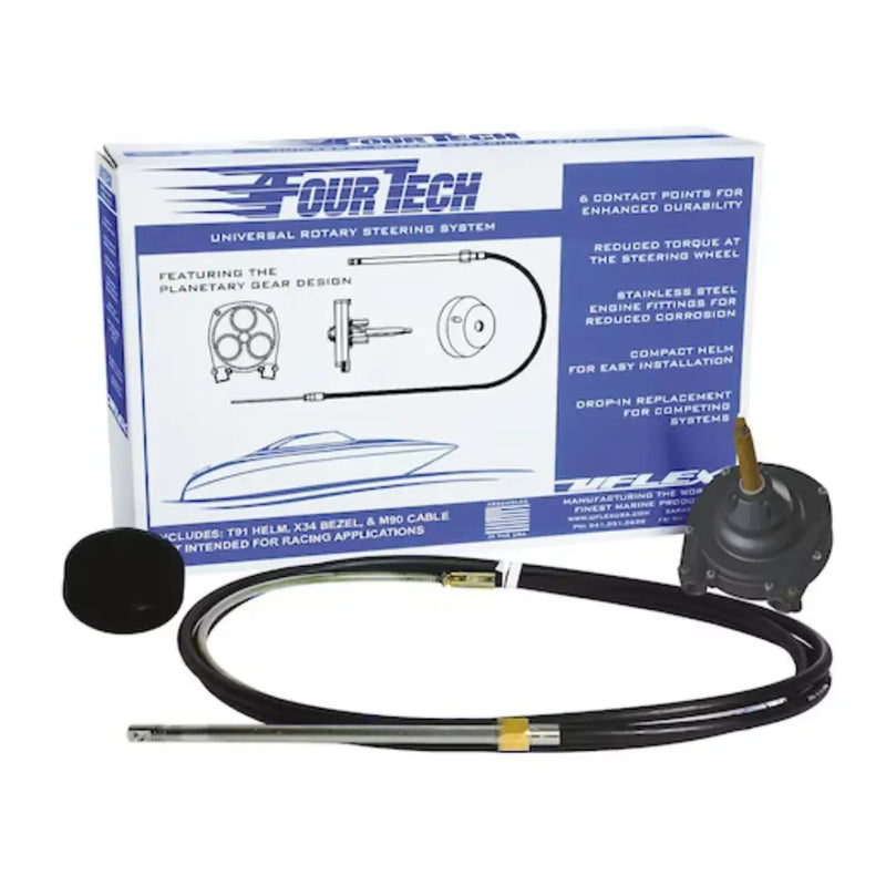 Uflex USA Compact Helm For Easy Installation Boat Steering System Helm Fourtechblk14 - Black 14 Mach Rotary