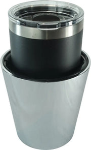 Chrome and black drink holder from Ultimate Kaddy Perchmount XL for clutch perch trucks