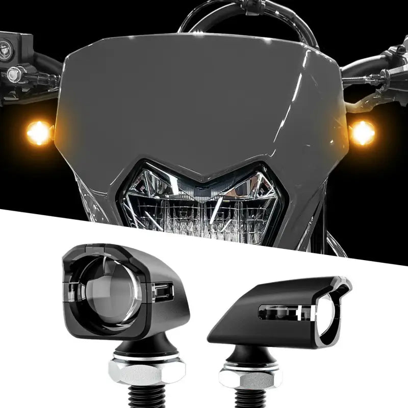 Mini Led Turn Signal Black Amber Pair - XK GLOW