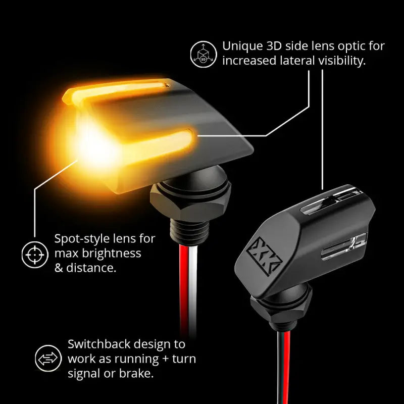 Mini Led Turn Signal Black Amber Pair - XK GLOW