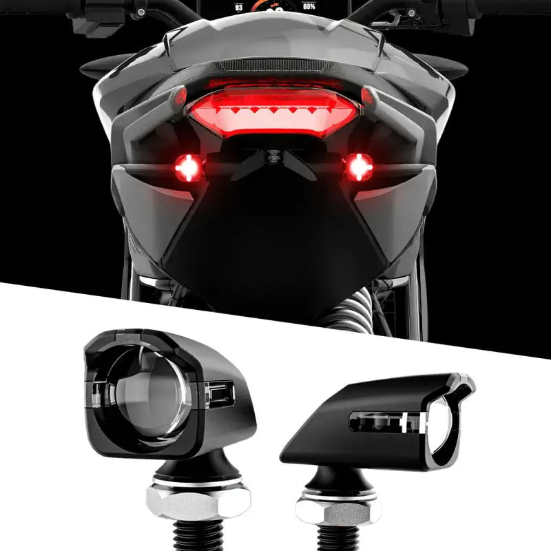 Mini Led Turn Signal Black Red Pair - XK GLOW