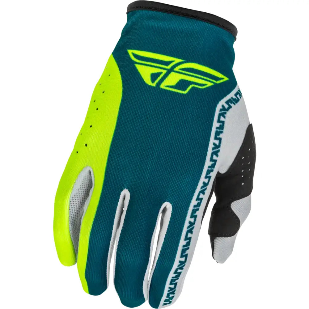 Lite Gloves Grey/Lime/Teal 2x - FLY RACING