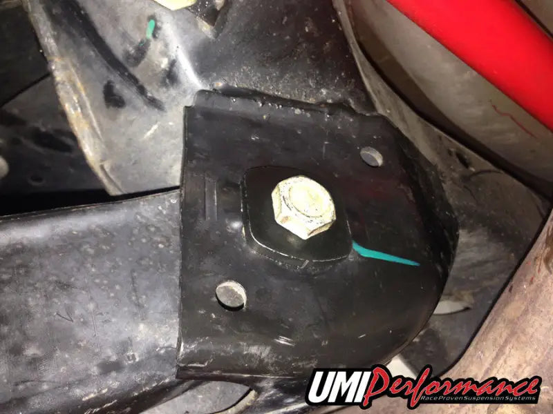 Black metal automotive component from UMI Performance anti-eccentric washers kit