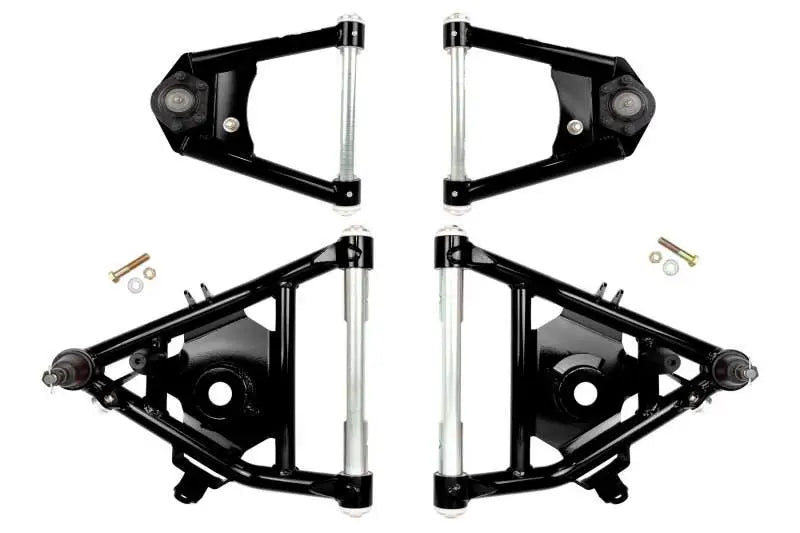 UMI Performance 73-87 GM C10 Street Performance A-Arm Kit - Black, enhances steering feel and cornering, reduces wandering.