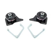 Black engine mounts with silver brackets for UMI Performance spherical caster camber plates