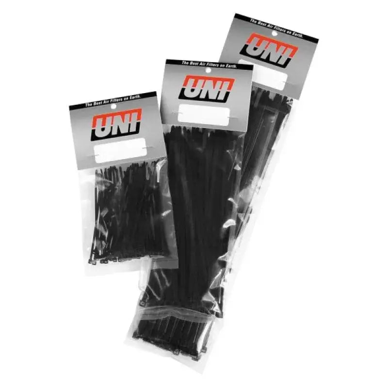 Packaged black Unifilter 4in Cable Ties for handy fastening solutions