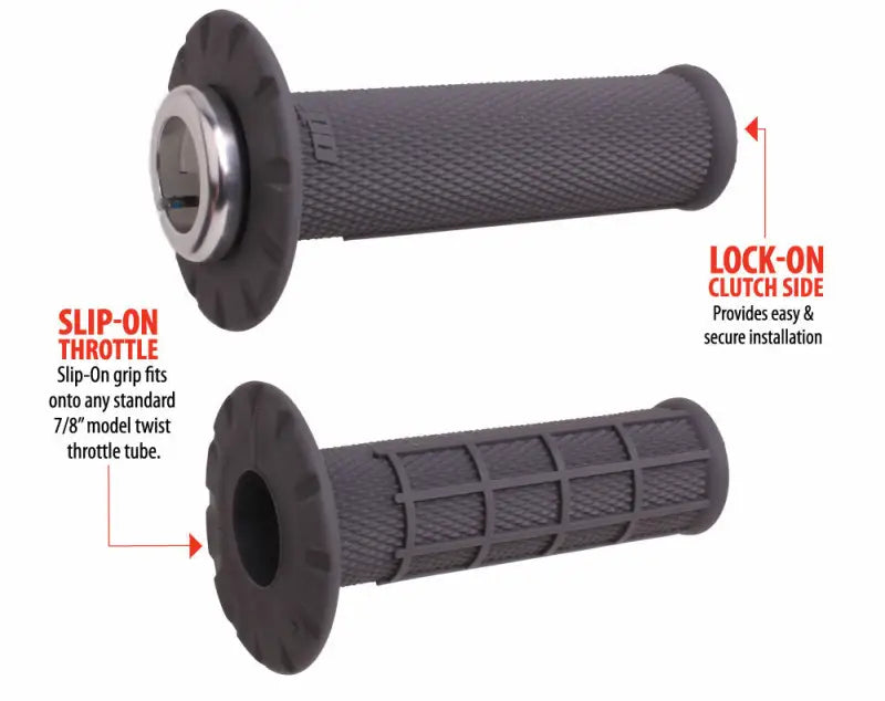 Universal Lock On Grips Half Waffle Graphite/Silver - ODI