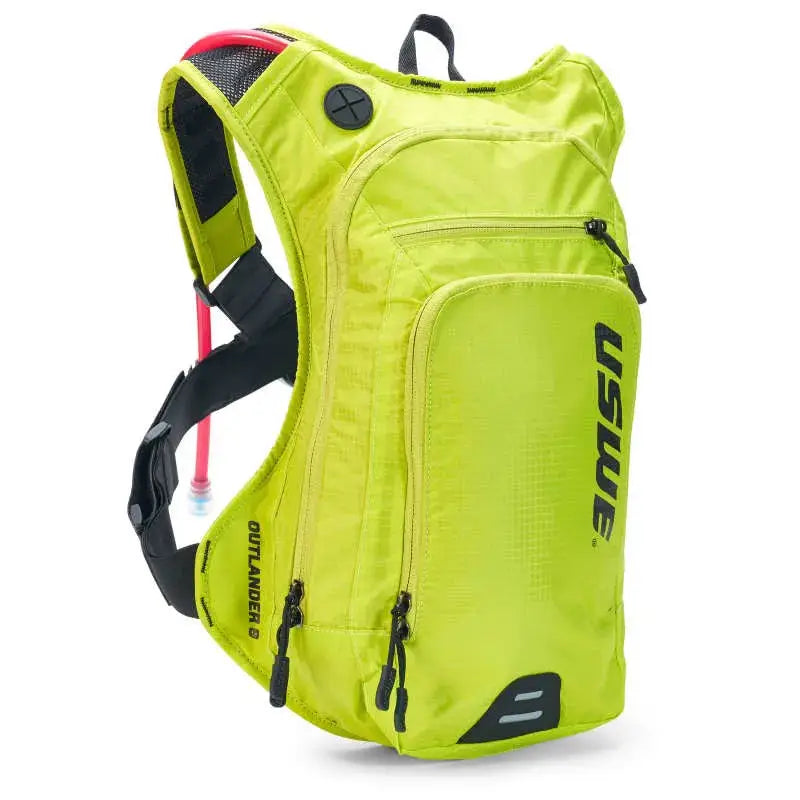 USWE Outlander Hydration Pack 9L in Crazy Yellow, featuring sleek design and ample storage for adventures.