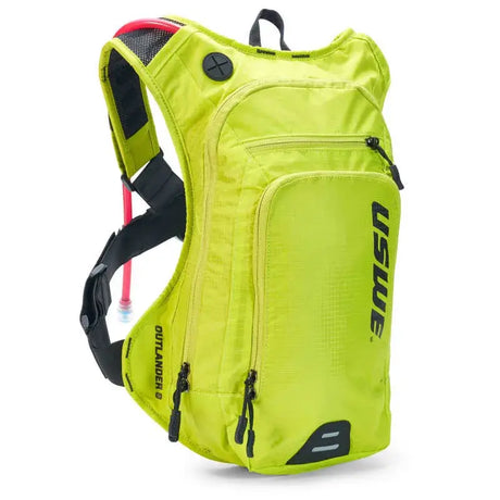 USWE Outlander Hydration Pack 9L in Crazy Yellow, featuring sleek design and ample storage for adventures.