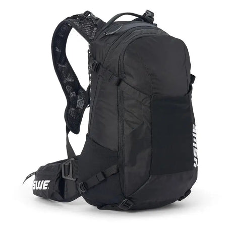 Black USWE Shred MTB Daypack 25L for mountain biking and outdoor adventures