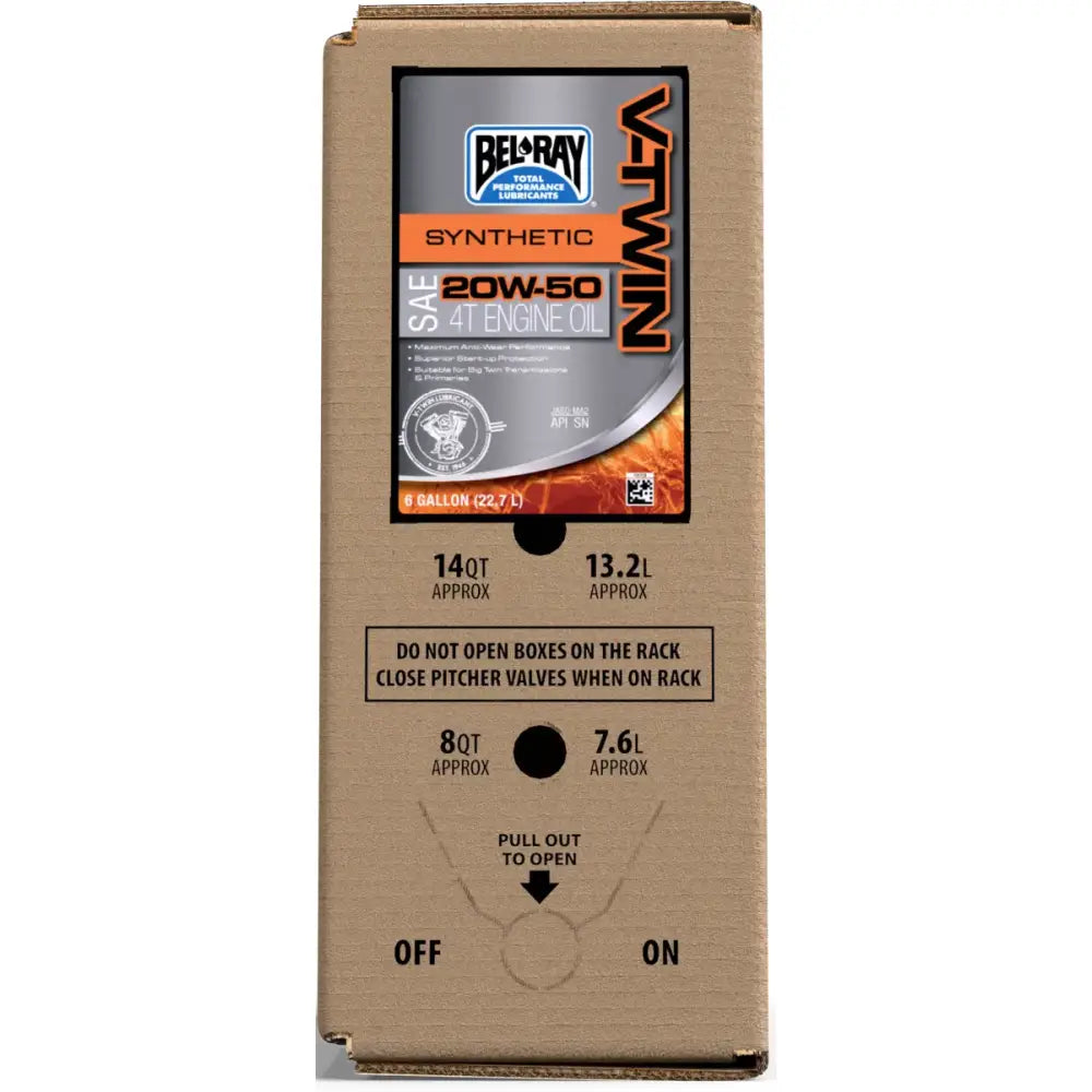 V Twin Synthetic 20w 50 6gal. Bag In Box - BEL-RAY