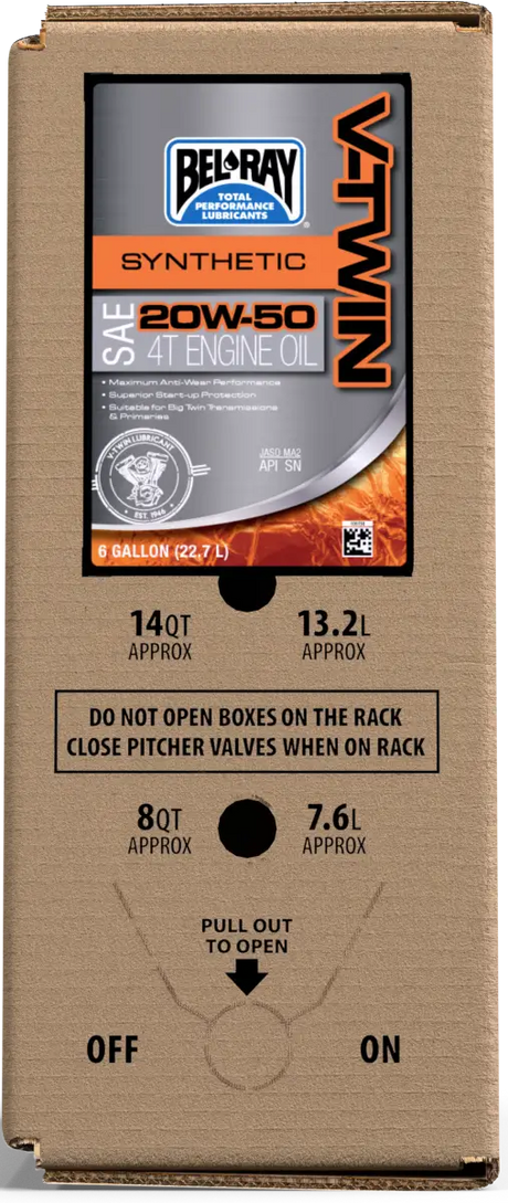 V Twin Synthetic 20w 50 6gal. Bag In Box - BEL-RAY