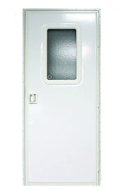 V000149585 Lippert RV Entry Door Square Door features a polar white finish, 30"x72", keyed entry, and right side hinges.