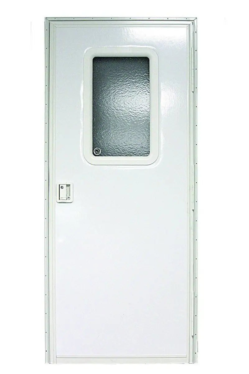 V000149585 Lippert RV Entry Door Square Door features a polar white finish, 30"x72", keyed entry, and right side hinges.