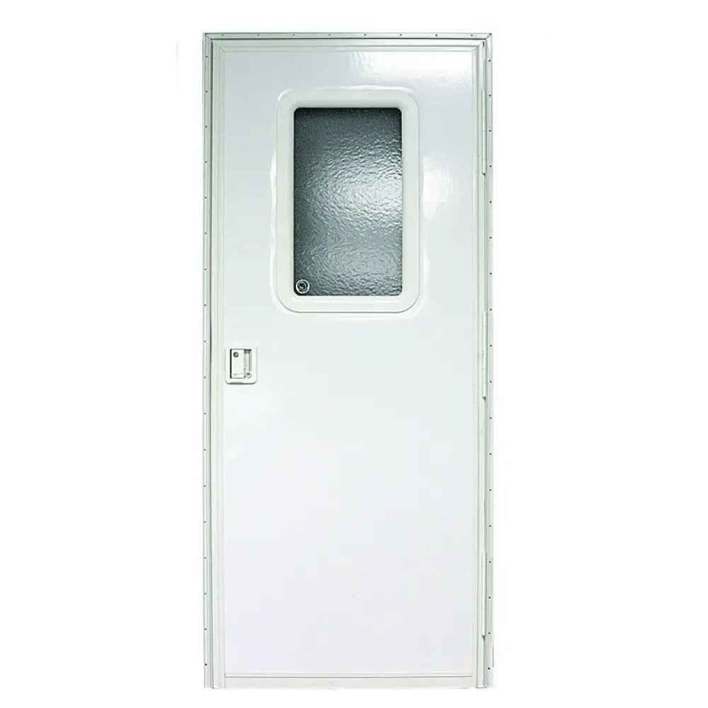 V000149585 Lippert RV Entry Door Square Door features a polar white finish, 30"x72", keyed entry, and right side hinges.