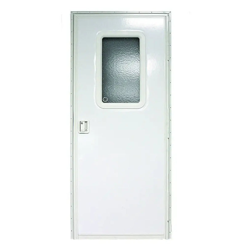 V000149585 Lippert RV Entry Door Square Door features a polar white finish, 30"x72", keyed entry, and right side hinges.