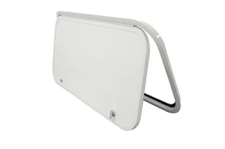 White rectangular boat porthole with curved frame for V000362916 Lippert RV parts & accessories