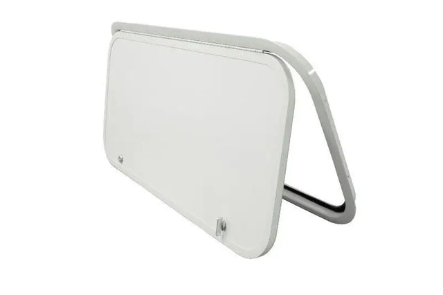 White rectangular boat porthole with curved frame for V000362916 Lippert RV parts & accessories