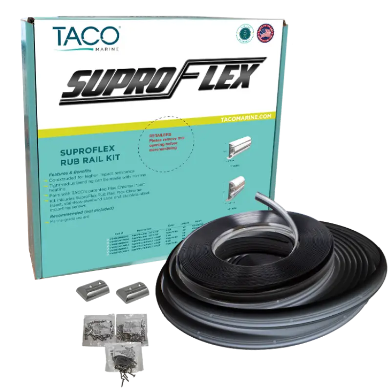 Suproflex rub rail kit in black for boat protection and style, easy to install