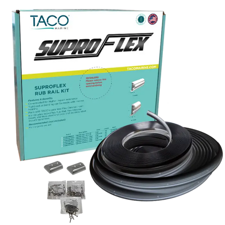 Suproflex rub rail kit in black for boat protection and style, easy to install