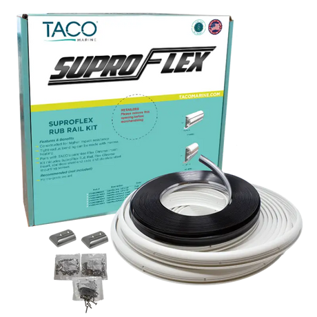 V11-9960WCM60-2 Taco Metals Supro-Flex Rub Rail Kit in white with flare, high-quality durability and style for boat protection. Marine,AVADA - Best Sellers,Must Haves