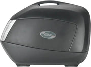 Dark gray motorcycle side case with handle and reflective strip, perfect for rv parts & accessories