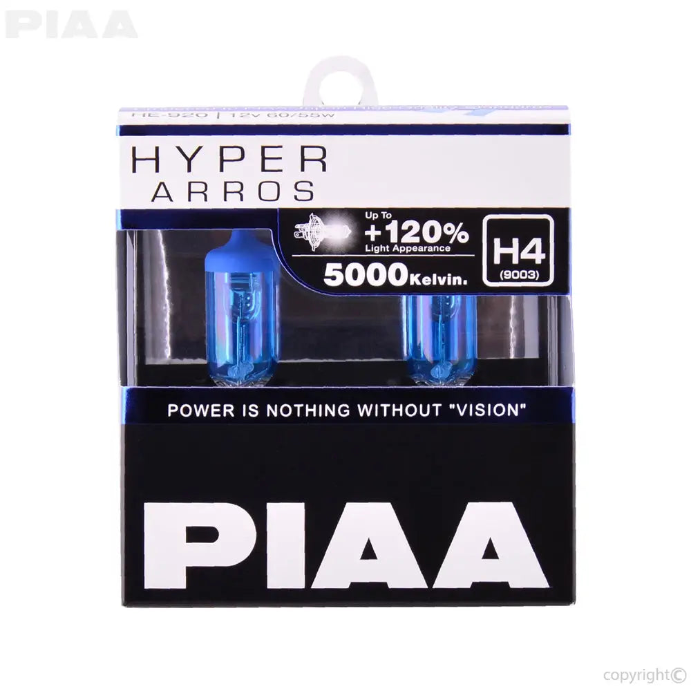 Valeo Heat Resistant Quartz Glass Headlight Bulb 25-10604 - Piaa Hyper Arros 5000K 5000K H4 X2