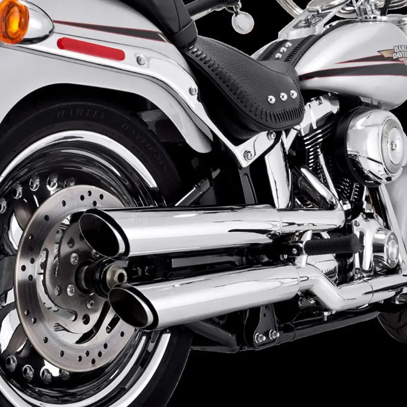 Vance and Hines 16343 Vance & Hines HD Softail Fatboy 07-17 Twin Slash Chrome PCX Slip-On Exhaust - 16343