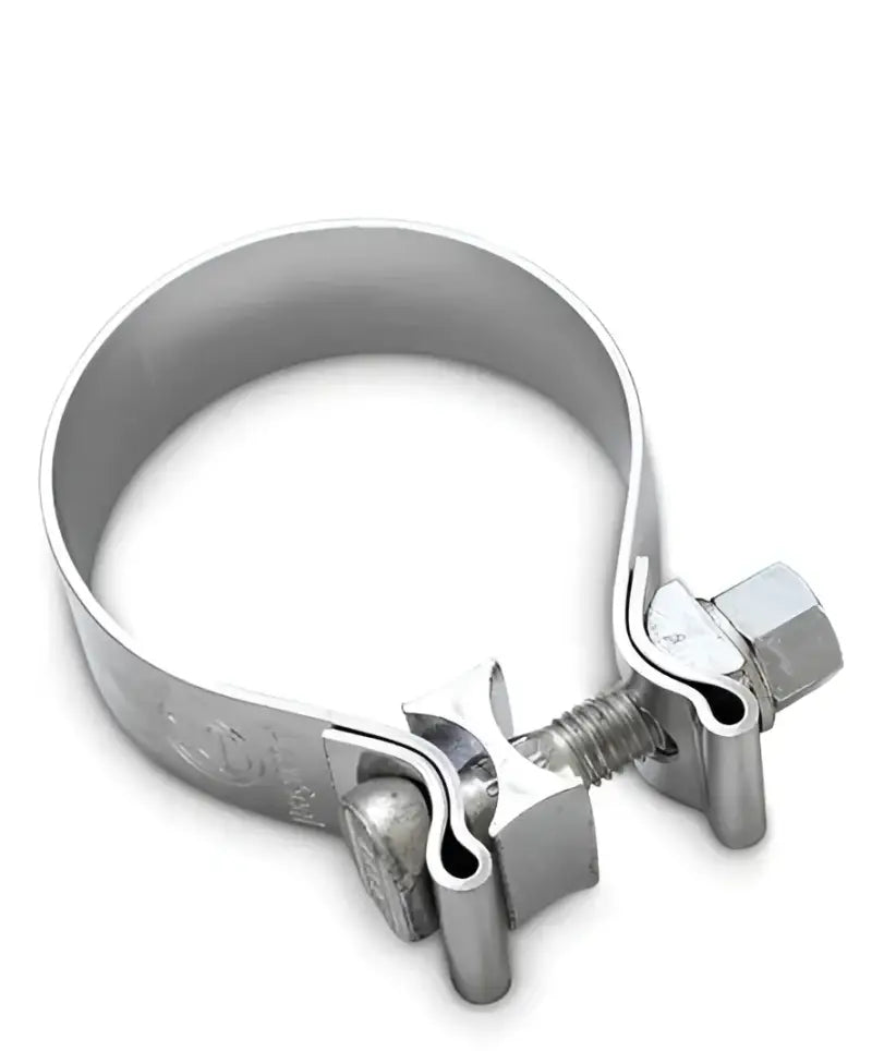 Silver metal hose clamp for exhaust components Vance and Hines A337HW Torca Clamp