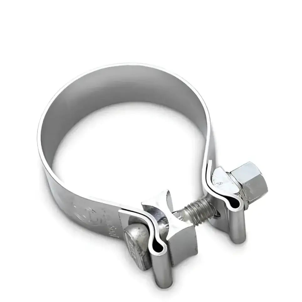 Silver metal hose clamp for exhaust components Vance and Hines A337HW Torca Clamp