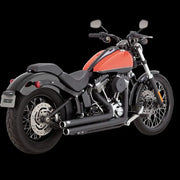 Vance and Hines Big Shot Stgrd Pcx Blk Tc Sftl motorcycle exhaust system displayed on a stylish cruiser bike. Ideal for RV, automotive, powersports, off-road, marine, truck accessories, interior, truck bed, RV parts, apparel, helmets, racing, riding, BMX.