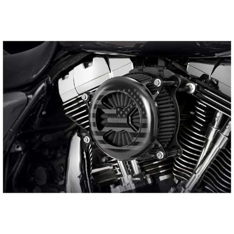 Motorcycle engine air filter with American flag design for Harley Davidson Twin models