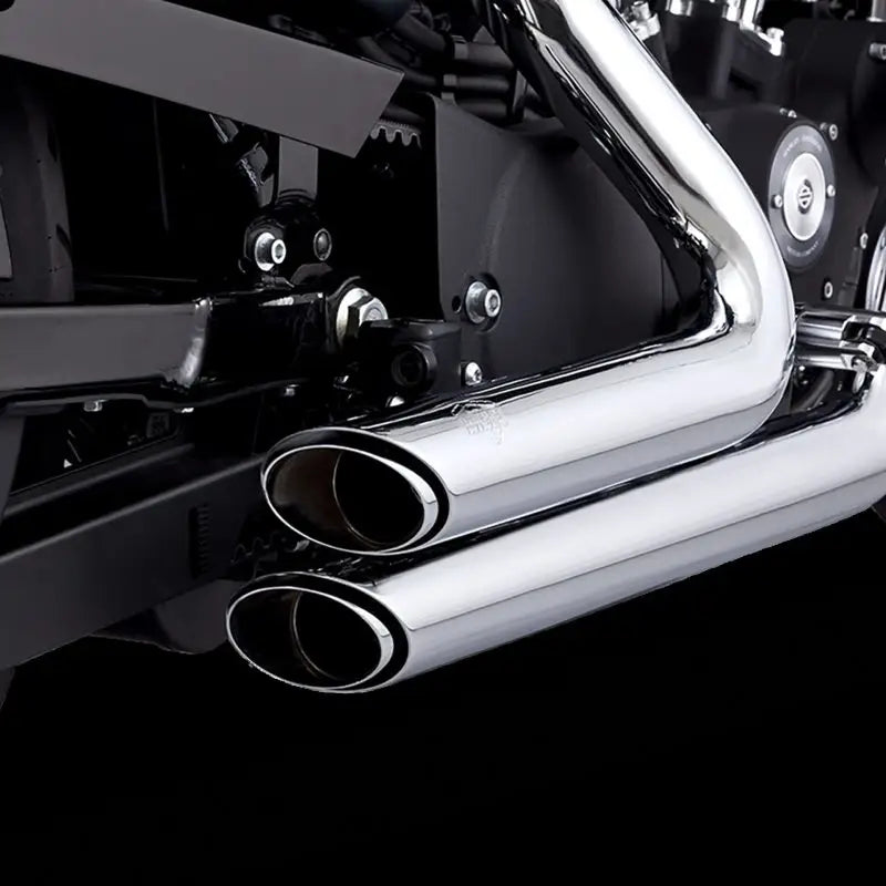 Vance and Hines Shortshots Stagg Pcx Chr exhaust pipes on a motorcycle.