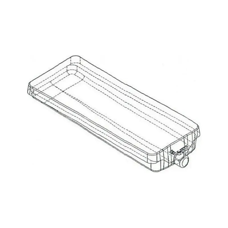 Rectangular blow molded plastic container with drain for VB22548HFR102B Alpha System