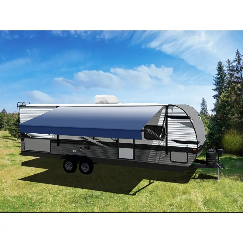 Velarium Patent-Pending Pitch Adjustment Lock Awning VR18004000A - Blue Slate Fade Canopy Roll Tube 18