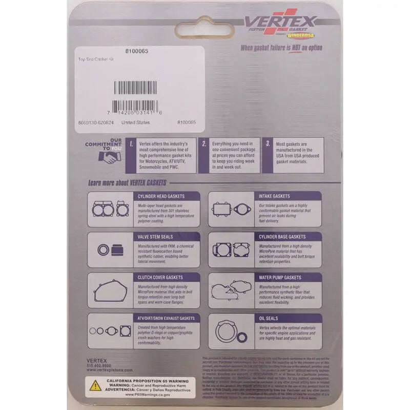 Vertex Top End Gasket Kit Gaskets/Seals 8100065