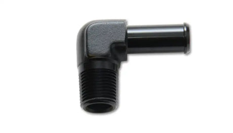 Vibrant 1/2 NPT to 5/8in barb straight fitting 90-degree adapter in anodized black aluminum, ideal for RV, automotive, powersports, off-road, marine, exterior, truck accessories, interior, truck bed, and rv parts, Fabrication, AVADA - Best Sellers
