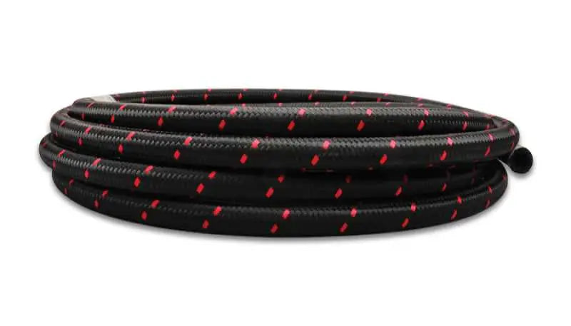 Vibrant -10 AN Two-Tone Black/Red Nylon Braided Flex Hose (20 foot roll) 