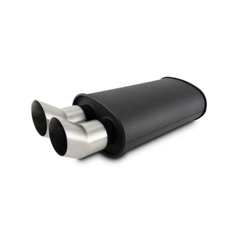 Vibrant 12330 Vibrant StreetPower Flat Blk Muffler Dual 304SS Brushed Tips 9in x 5in x 15in - 2.5in Dual Inlet
