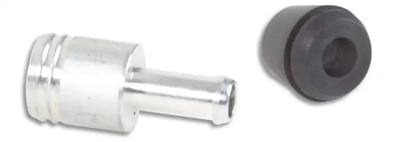 Aluminum vacuum hose fitting with rubber grommet for secure connections