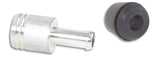 Aluminum vacuum hose fitting with rubber grommet for secure connections