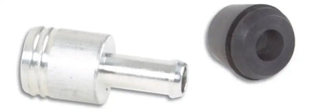 Aluminum vacuum hose fitting with rubber grommet for secure connections