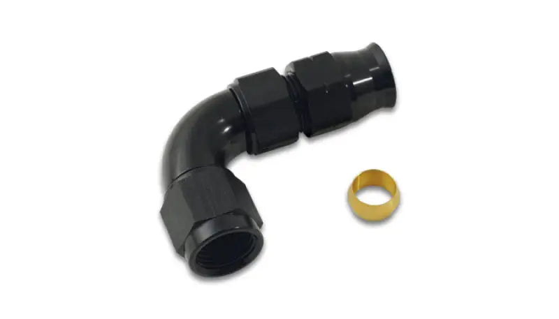 Vibrant 3/8In Tube to -6AN Female 90 Degree Union Adapter Fitting w/ Olive Inserts - Truck & Automotive