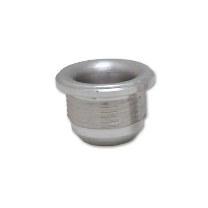 Silver metal threaded funnel for weld bung installation on Mild Steel male weld bung