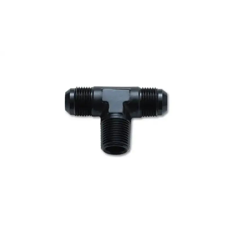 Vibrant -4AN x 1/8in NPT Flare to Pipe Tee Adapter Fitting in anodized black aluminum for RV, automotive, powersports, off-road, marine, truck accessories, interior, truck bed, and RV parts. Truck & Automotive, Fabrication, AVADA - Best Sellers