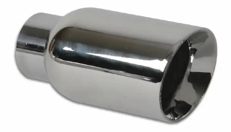Vibrant 4in OD Round SS Exhaust Tip (Double Wall Angle Cut Beveled Outlet) 3in. ID Inlet - Truck & Automotive