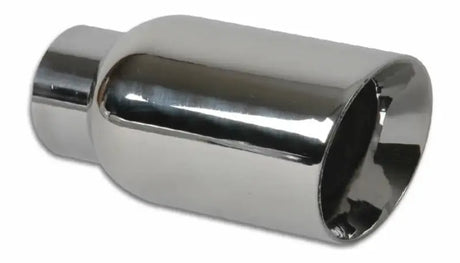 Vibrant 4in OD Round SS Exhaust Tip (Double Wall Angle Cut Beveled Outlet) 3in. ID Inlet - Truck & Automotive